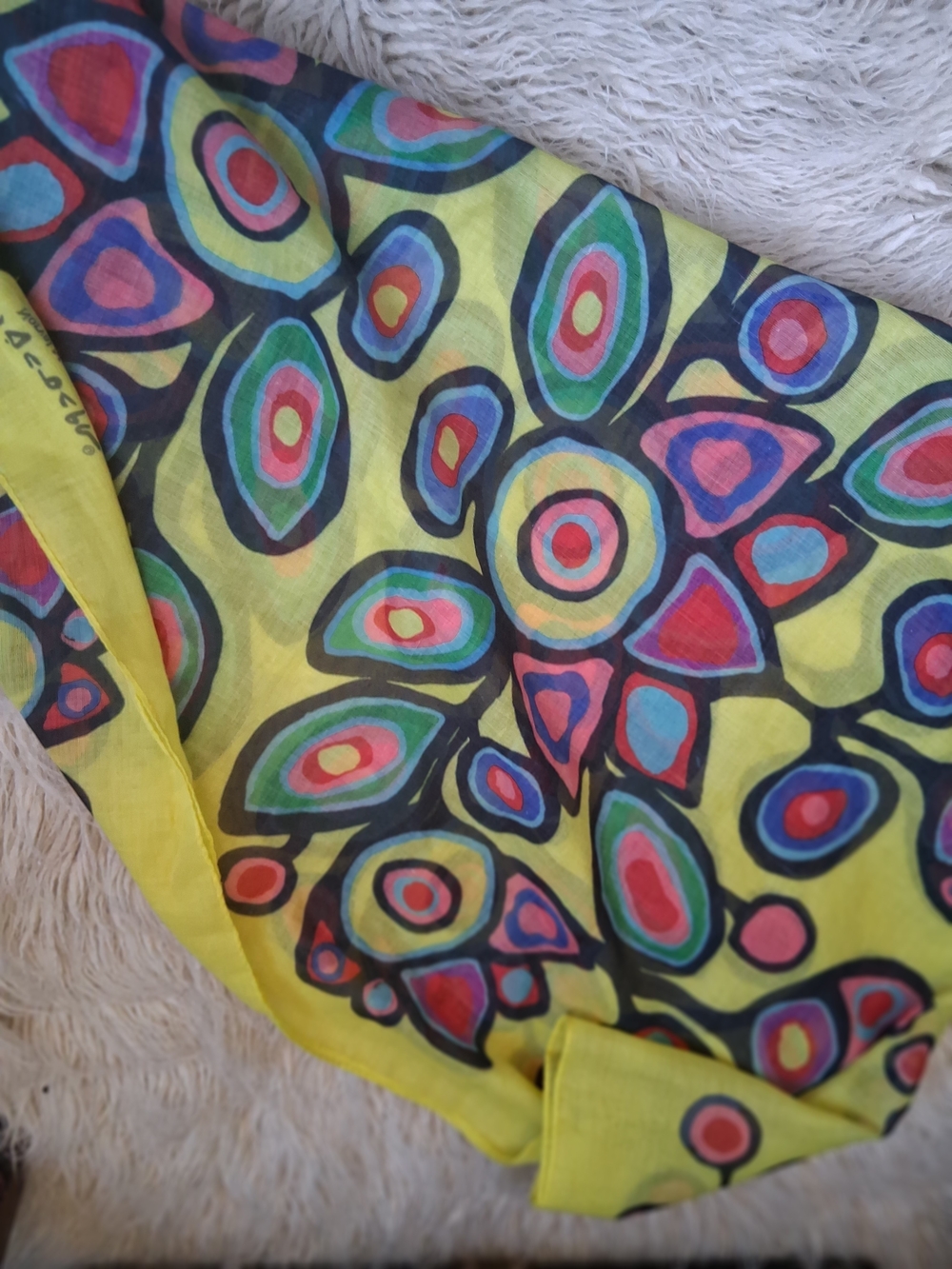 OSCARDO Bright Yellow Abstract Print Women’s Infinity Scarf